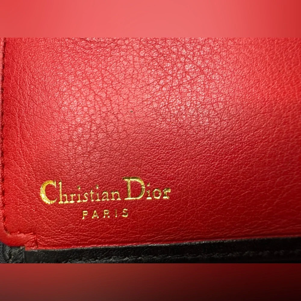 Christian Dior “CD” Black w/Red Interior Leather Wallet